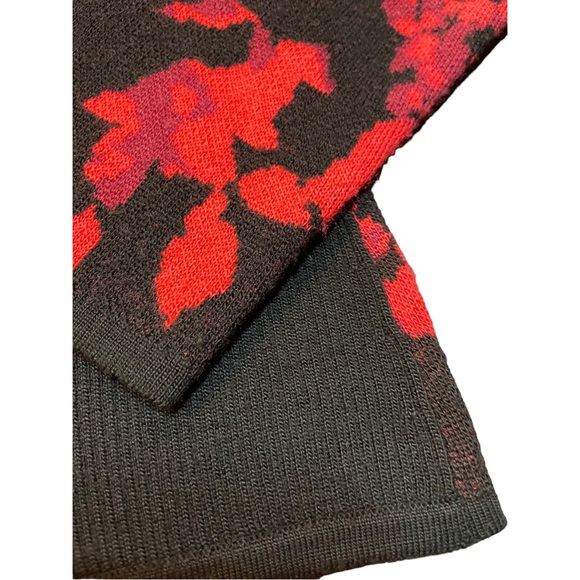 DVF Ibiza Cardigan Sweater Floral Wool Diane von Furstenberg Red Black Large EUC - Picture 5 of 7